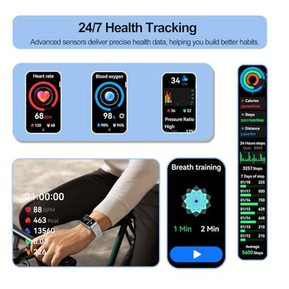Fitness Tracker (Answer/Make Calls), Smart Watch for Women Men, with 1.47″ AMOLED Always-On Display, 24/7 Heart Rate, Sleep Tracking, 110+ Sport Modes, Waterproof, Compatible for Android Phone - color: Black