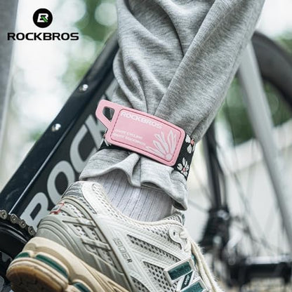 ROCKBROS Bike Leg Strap, Reflective Cycling Ankle Band for Pants - color: Pink