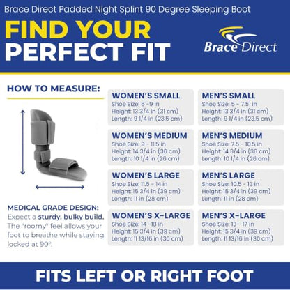 Brace Direct 90 Degree Night Splint, Sleeping Boot for Plantar Fasciitis - size: Medium (Pack of 1)