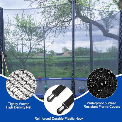 Aodaer 14ft Trampoline Safety Enclosure Net with Solar Rope Lights