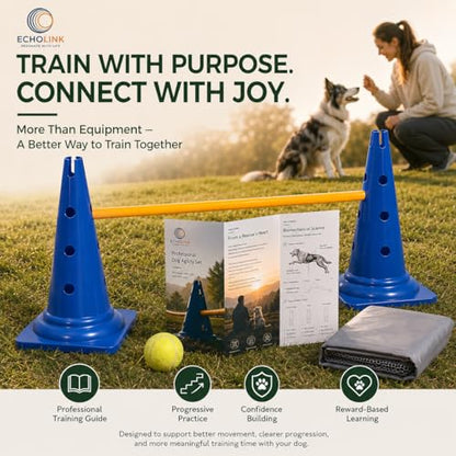 Dog Agility Equipment, 20-Inch Hurdle Set, 10.6 oz Weighted Cones - size: 20-Inch-Blue