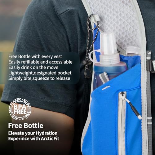 Hydration Running Vest for Women Men,Lightweight Breathable Reflective Hydration Pack with 500ml Water Bottle,Hydration Vest Pack Backpack for Hiking,Camping,Trail Running,Cycling,Race,Marathon - color: 673RV-Blue