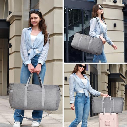 Carry On Luggage 22x14x9 Airline Approved, 65L Gym Duffle Bag for Travel - color: Grey, size: 65L