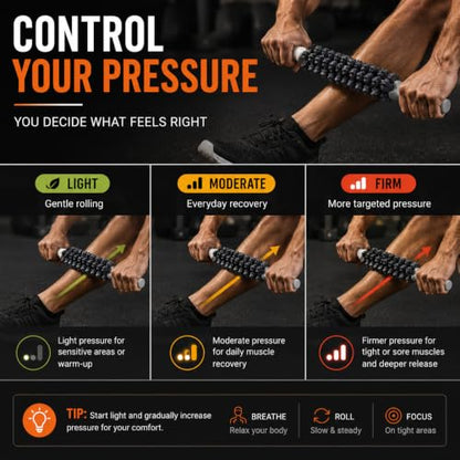 Muscle Roller Stick for Muscle Recovery, Double Row Massage Roller