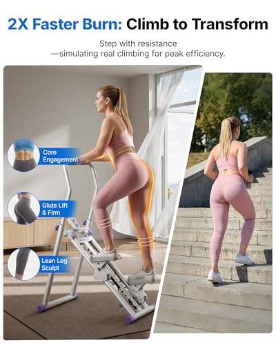 MERACH Stair Stepper with Adjustable Resistance, Foldable Stair Climber - color: White & Purple