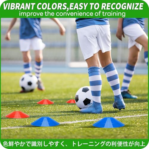 BiAnYC Soccer Cones for Sports Training,Small Sports Traing Agility Cones for Basketball Football Practice,Flexible Portable Disc Mini Cones,for Indoor/Outdoor Games,Set of 50 (Blue+Red)