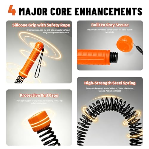 Perantlb Poly Battle Rope with Cloth Sleeve -1.25/1.5/2 Inch Diameter 30' 40' 50' Lengths -Gym Muscle Toning Metabolic Workout Fitness, Battle Ropes for Home Gym - style: Ropeless Orange