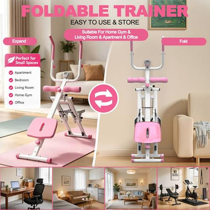KINMAC 2 in 1 Stair Stepper & Ab Workout Machine - color: White Pink