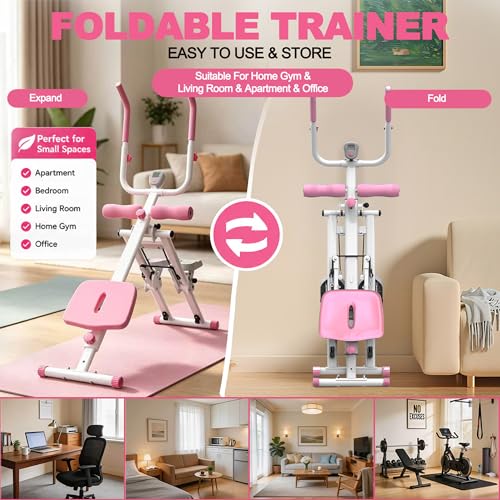 KINMAC 2-in-1 Stair Stepper and Ab Workout Machine - color: White Pink