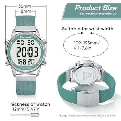 Hearkent Pedometer Watch,Step,Mileage&Calorie Tracker,Large Numbers - color: Green
