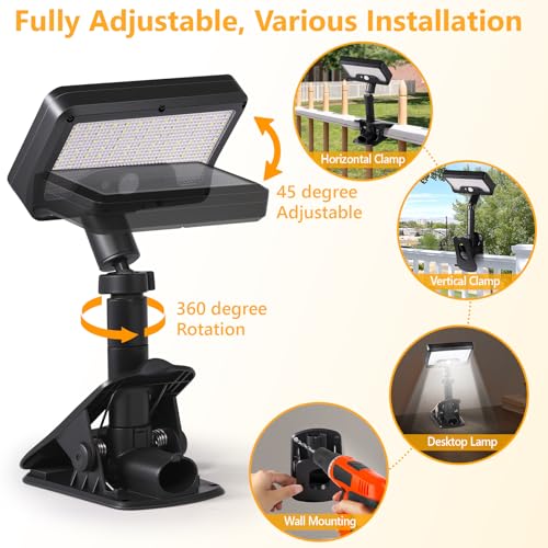 Clip On Solar Motion Lights Outdoor,360°Rotatable Fence Lights(1Pack,6000K) - color: Black, size: 1 Pack