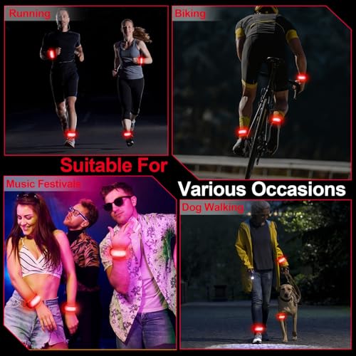 LED Armband Rechargeable, 2Pcs High Visibility Running Gear for Night - color: Red