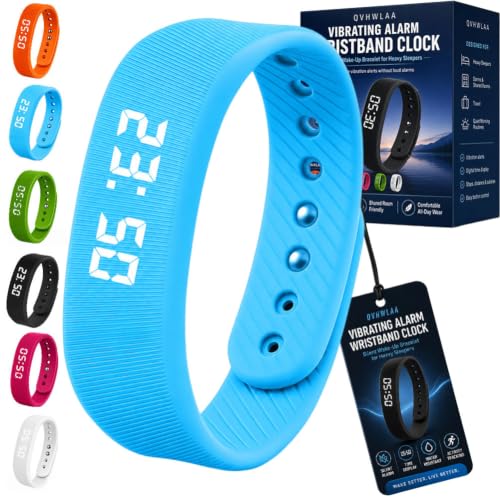 Vibrating Alarm Wristband Clock, Mens Bracelet Smart Digital Watch for Heavy Sleepers, Waterproof Effective Couples Travel Silent Shock Alarm Wake up Wrist Bracelets for Men & Women - color: F, size: Standard