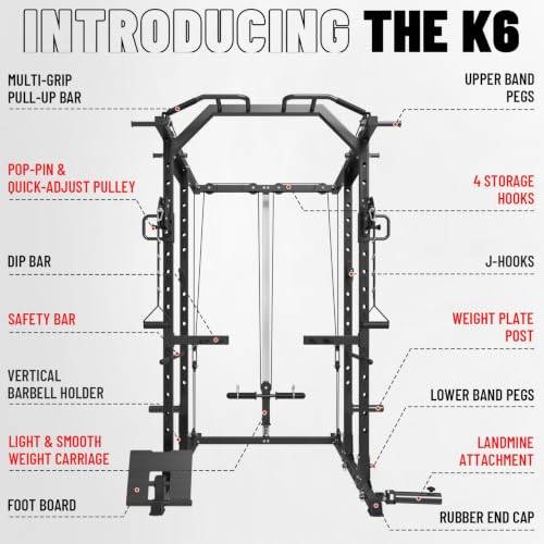 Mikolo Power Cage, Power Rack with Cable Crossover System, 1500LBS Squat Rack with LAT Pull Down System, Workout Cage with Pulley System for Fitness Home Gym - color: Black, style: Package with Color BP 370LB