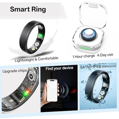 Smart Ring for Women & Men, Health Fitness Tracker Ring - color: Silver, size: 13#