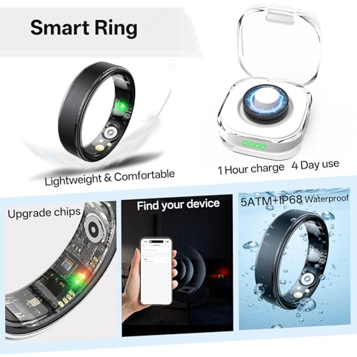 Smart Ring for Women & Men, Health Fitness Tracker Ring - color: Silver, size: 10#