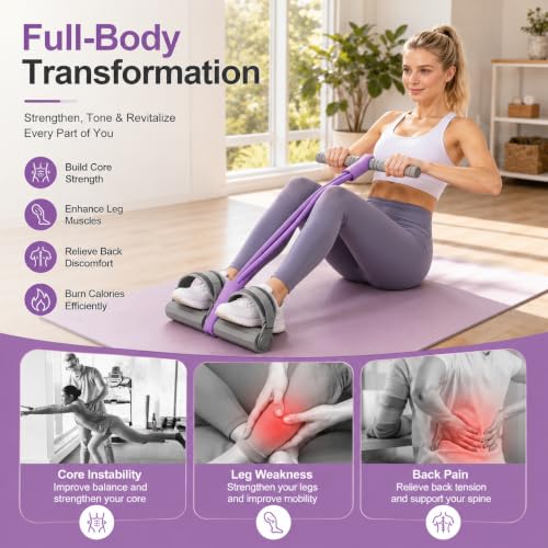 Adjustable Foot Pedal Resistance Bands with Handles - color: Pink