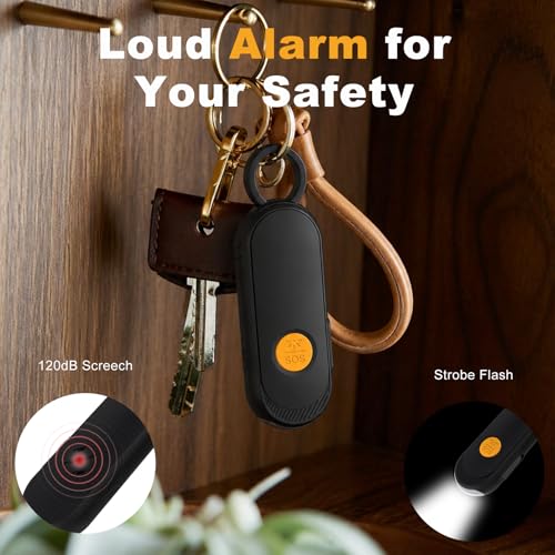Personal Safety Alarm, Find My Tracker Keychain for Apple & Google, Black - color: Black