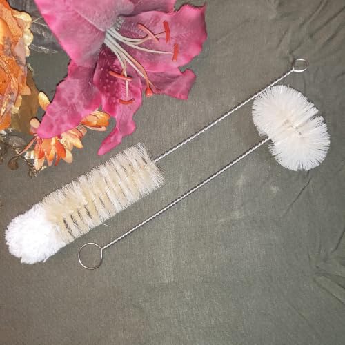 Bottle Brushes Thin Long Handle X 2, Natural Boar Bristle Set