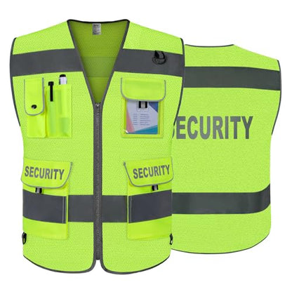 TCCFCCT Mesh Security Vest for Men Women 9 Pockets Safety Vest, Yellow 5XL - color: Yellow-bison 08, size: 5X-Large