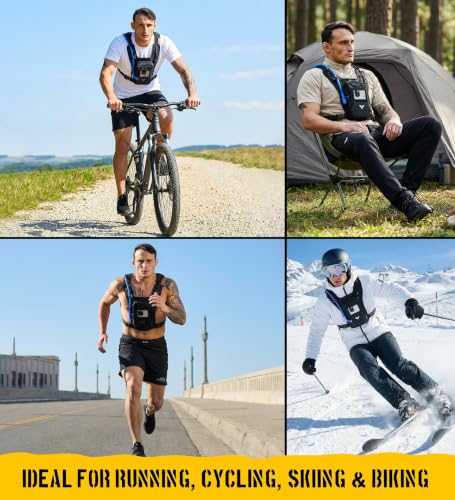 Elite Hydra Running Chest Pack w/ Gun Holster, Phone Holder Touch Friendly, Camera Pocket for Men/Women Lightweight Hydration Vest Chest Rig w/ Water Bladder for Marathon, Cycling, ADV Camping, Skiing - size: Medium