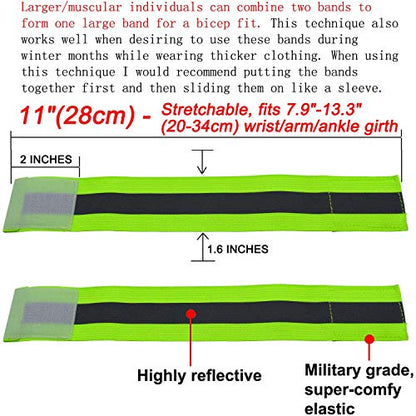 High Visibility Reflective Night Running Walking Elastic Strap Wristbands Ankle Bands Armbands Safety for Cycling Walking Running Camping Sports-Fits Women, Men & Kids - color: 1 Pairs / 2 Bands