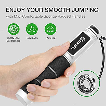 Jump Rope, H Handio Jump Rope with Counter, Workout Jumping Rope with Steel Ball Bearings, Adjustable Length Speed Skipping Rope for Men Women Kids Home Gym, Crossfit, Fitness Exercise - color: Black