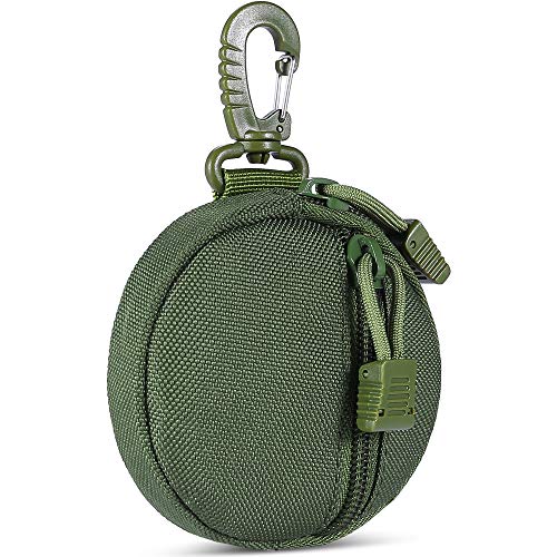 Small Tactical EDC Pouch, 1000D Nylon Round MOLLE Pod for Men - color: Green