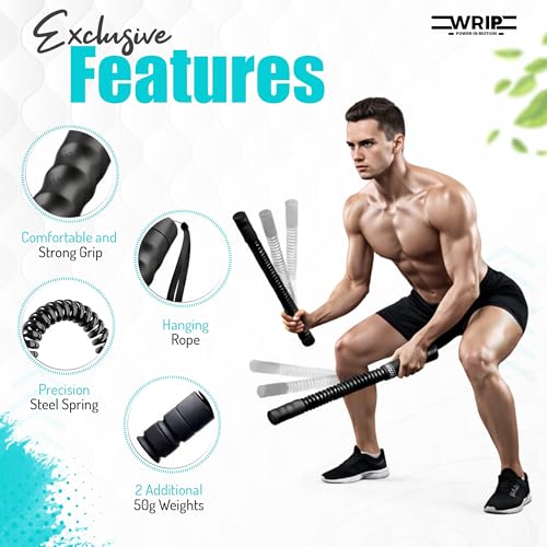 Ropeless Battle Ropes Weighted, Home Gym Equipment, Fat Burning Cardio, Small Space Exercise Equipment, Shoulder Exercise Stick, Travel Workout Equipment, Arm workout, Core Strength Training Equipment