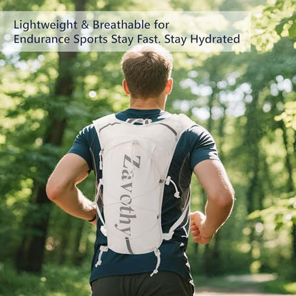 Zavothy Hydration Vest Pack with 1.5L Water Bladder, Lightweight 6L Hydration Backpack for Running, Hiking & Cycling, Breathable Reflective Hydration Vest for Men & Women - color: White