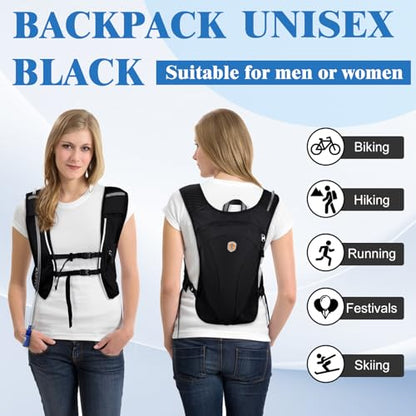 Hydration Backpack with 2L Water Bladder Bag, Lightweight and Breathable Running Vest for Men, Adjustable Chest Straps Water Pack for Cycling Hiking Climbing Outdoor - color: Black