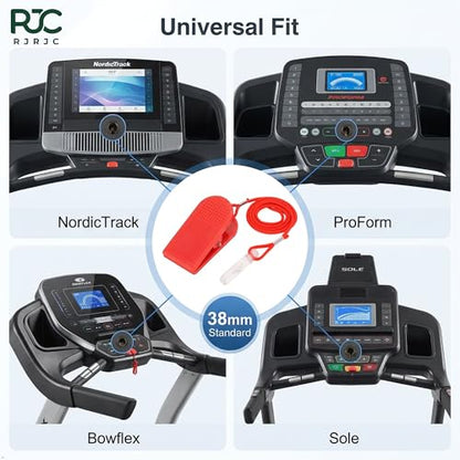Treadmill Safety Key Replacement 2 Pack — Exercise Equipment Safety Start Key with Strong Clothing Clip Red Universal Fit 38mm Treadmill Emergency Stop Switch for Home Gym Cardio Workout