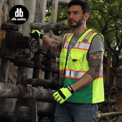 Dib Safety Reflective Safety Vest Made with 3M Tape, Yellow and Green S - color: Yellow & Green, size: Small