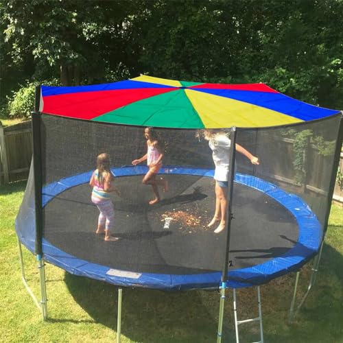 Parachute 13ft/ 16.4ft/ 20ft - Kids Play Gymnastics Parachute with Handles for Group Team Cooperative Games,Indoor Outdoor Gym Class Rainbow Parachute Birthday Church VBS Activity Supplies - size: 23ft
