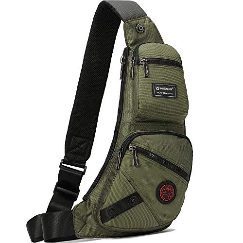NICGID Sling Bag Chest Shoulder Backpack Crossbody Daypack for Men Women - color: Army Green-1