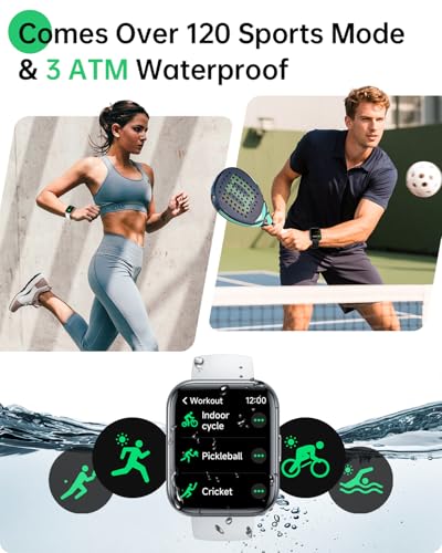 WMK Smart Watch for Android Phones & iPhones, Fitness Watches for Women Men - color: Silver White