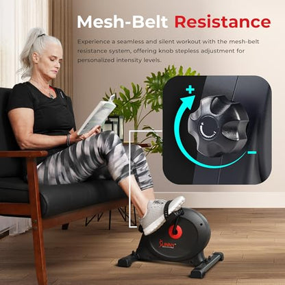 Sunny Health & Fitness Smart Mini Cycle, Under Desk Pedal Arm/Leg Exerciser - color: Black
