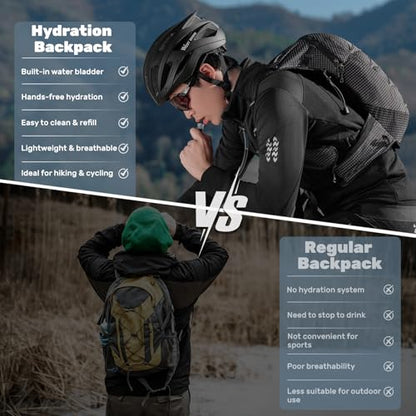 Lightweight Hydration Backpack with 2L Water Bladder Running Hydration Vest Backpack Specialized Hydration Pack for Cycling, Hiking, and Mountaineering - color: black