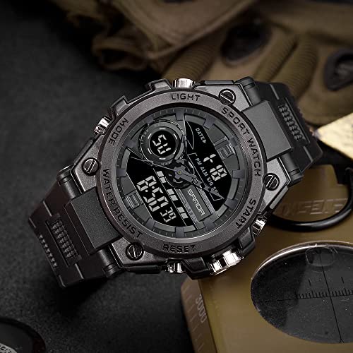 KXAITO Men's Watches Sports Outdoor Waterproof Military Watch Date Multi Function Tactics LED Alarm Stopwatch - color: 6092_Black 08