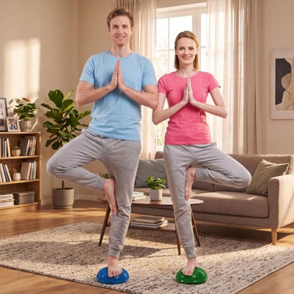 Lewtemi 8 Pcs Balance Pods 6.1 x 3.9 Inches Inflatable Stability Balance Trainer Dots Half Fitness Ball Dome for Men Women Stability Training Physical Core Strength Gym Home Exercise - style: Bumpy Hedgehog