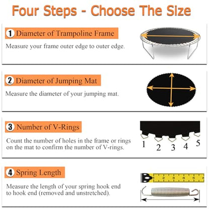 Trampoline Mat Replacement, Dia:152", Fits 14ft Frame, with 80/72/88 V-Rings for Choose and Spring Tool, Fits 5.5" Springs, Reinforce, UV-Resistant - size: 152" Diam | 72 V-Rings | Fits 5.5" SpringsLength