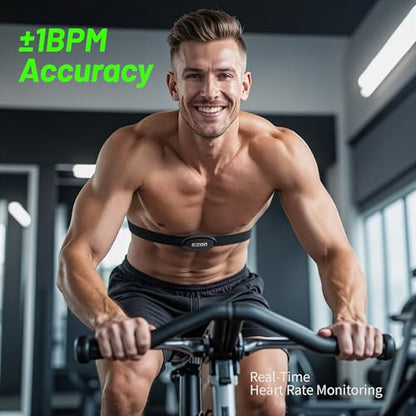 EZON Heart Rate Monitor Chest Strap, Bluetooth 5.1 & ANT+ Sensor, 3ATM Waterproof, Compatible with Garmin, Wahoo, Polar, Strava for Running, Cycling, Workout, Army Green (C009 Pro)