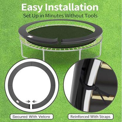 ACWARM HOME 16FT/15FT/14FT/12FT/10FT Trampoline Safety Pad Replacement, Round Trampoline Spring Protection Cover, Fits 16FT/15FT/14FT/12FT/10FT Frames, Water-Resistant Trampoline Accessories - color: Black, size: 10FT