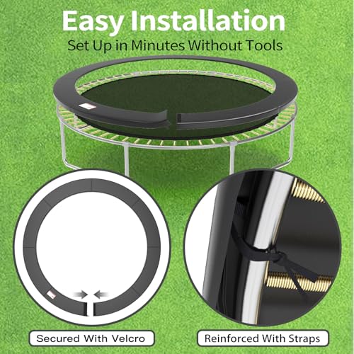 ACWARM HOME 16FT/15FT/14FT/12FT/10FT Trampoline Safety Pad Replacement, Round Trampoline Spring Protection Cover, Fits 16FT/15FT/14FT/12FT/10FT Frames, Water-Resistant Trampoline Accessories - color: Black, size: 16FT