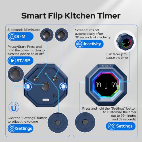 Visual Timer for Kids Kitchen Timer Pomodoro Magnetic Visual Countdown - color: Blue