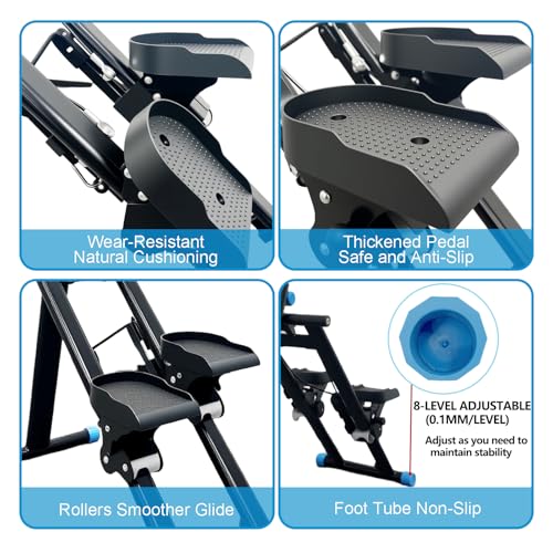 Stair Stepper for Home Vertical Climber, Foldable Full Body Exercise Aerobic Climbing Machines, Mountaineering Fitness Equipment with Adjustable Handles (Black)