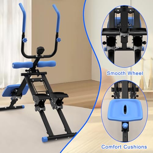 Stair Stepper & Ab Machine–Quiet Hydraulic,Foldable,Compact - color: Blue