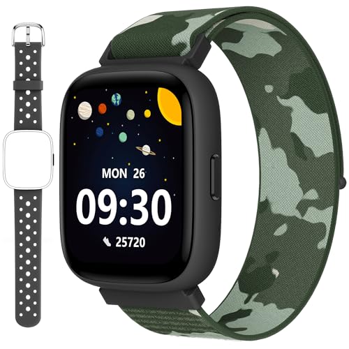 BIGGERFIVE Smart Watch for Kids, 1.8" Fitness Tracker Watch with Pedometer - color: Black, size: Double Strap