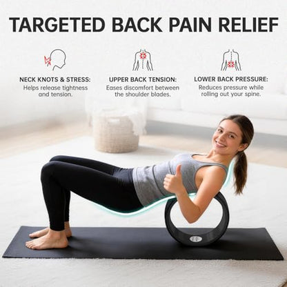 GymCope Back Roller Wheel 4 Pack Spine-Safe Groove, for Whole Family Yoga - color: Black, size: 4"+6"+10"+13"