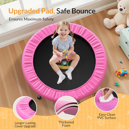 BCAN SP1 36'' Kids Toddler Trampoline Indoor, Foam Handle | FED Fitness - color: Pink